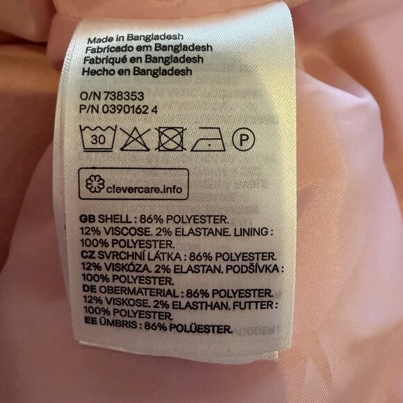 H&M Women's Pink Funnel Neck Pea Coat Double Breasted Jacket Size 14 Barbiecore - Picture 7 of 8